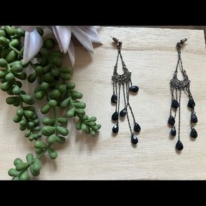 Black and titanium colored dangle earrings